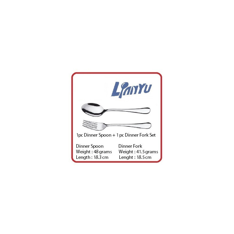 Lianyu 1pc Dinner Spoon + 1pc Dinner Fork Set