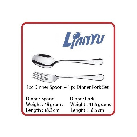 Lianyu 1pc Dinner Spoon + 1pc Dinner Fork Set