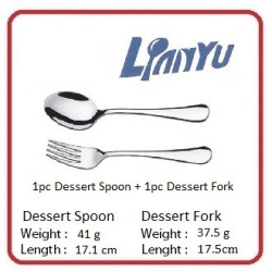 Lianyu 1pc Dessert Spoon + 1pc Dessert Fork Set