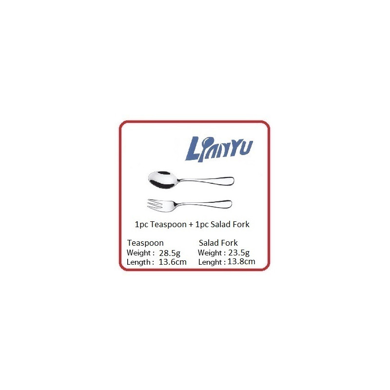 Lianyu 1pc Teaspoon + 1pc Salad Fork Set